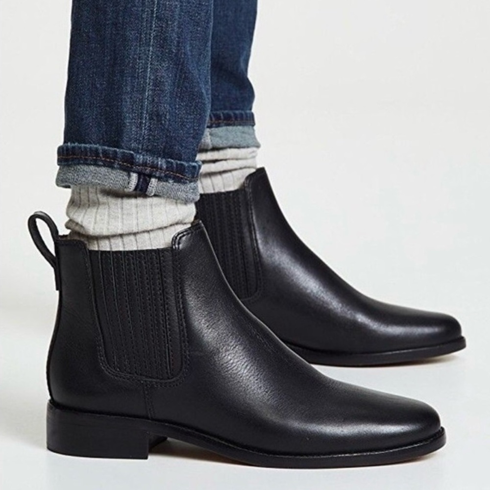 Madewell Ainsley Black Leather Chelsea Boots